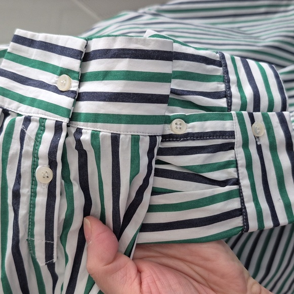 J. Crew Multicolour Striped Button Down Belted Tie Waist Midi Shirtdress Size 6 - Picture 9 of 10